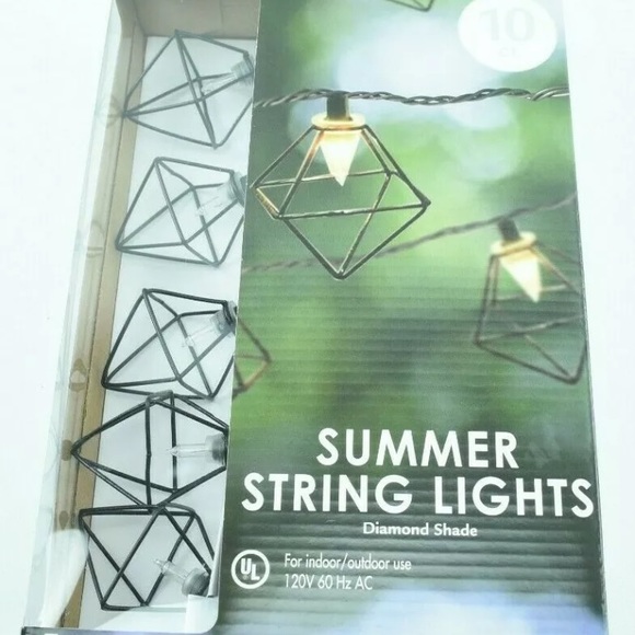5 String Lights Black Diamond Shade Clear Bulb 10